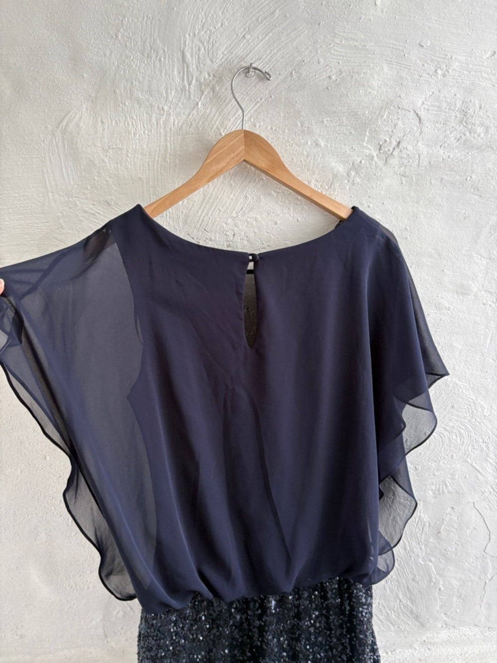 Xscape cocktail chiffon capelet overlay dress - Picture 6 of 12